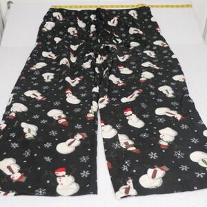 Stafford Men Sleep Pants XL Black Snowman Snowflake Pajamas Sleepwear Loungewear